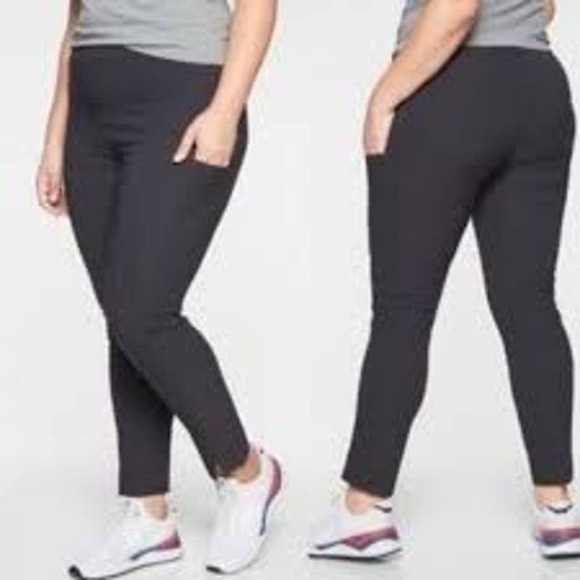 Athleta 8 dark grey Wander slim ankle pants w/ split hem high rise and pockets - Picture 1 of 9